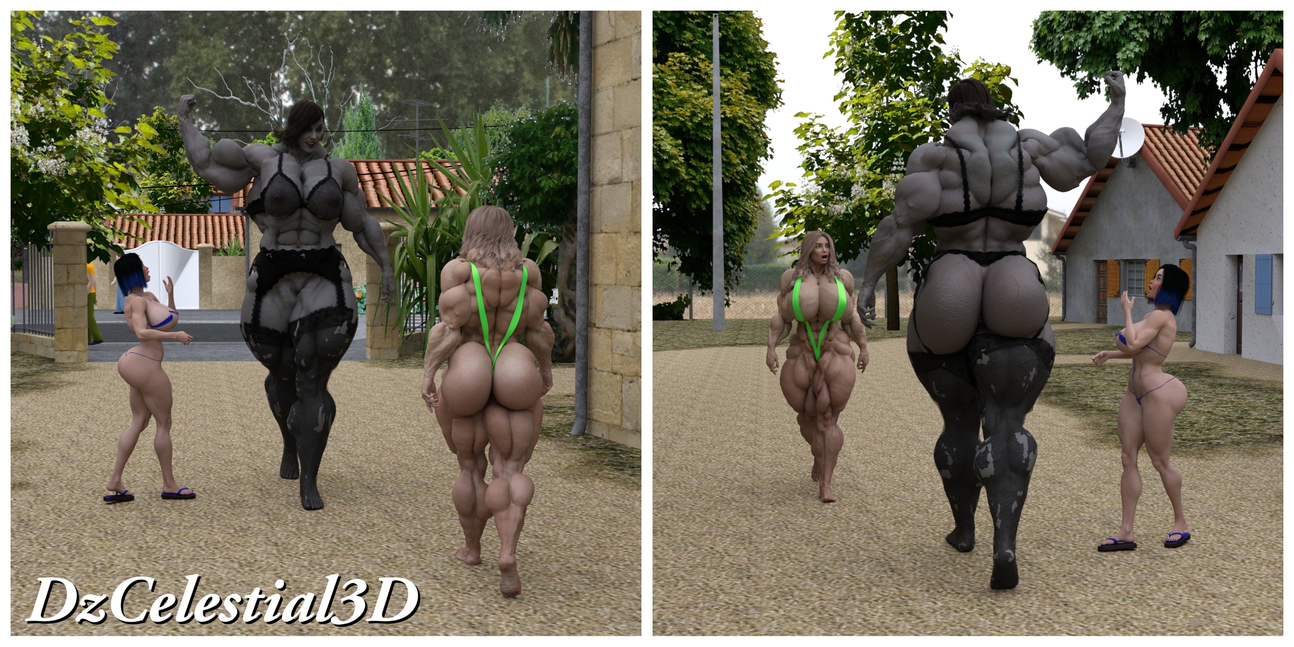 Dzcelestial3D gallery of erotic, NSFW, and SFW renders. These renders consist of muscular, thick, curvy, voluptuous, fantasy, and drama 3D renders or images.